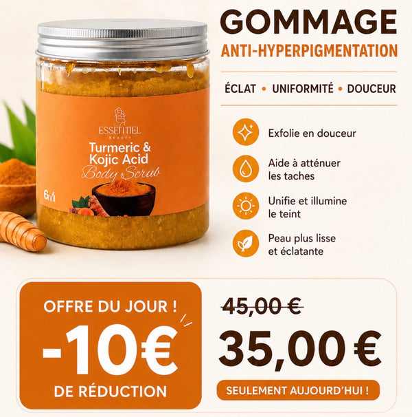 GOMMAGE ÉCLAIRCISSANT AU CURCUMA CONTRE L'HYPER PIGMANTATION ET ANTI-QUINTO