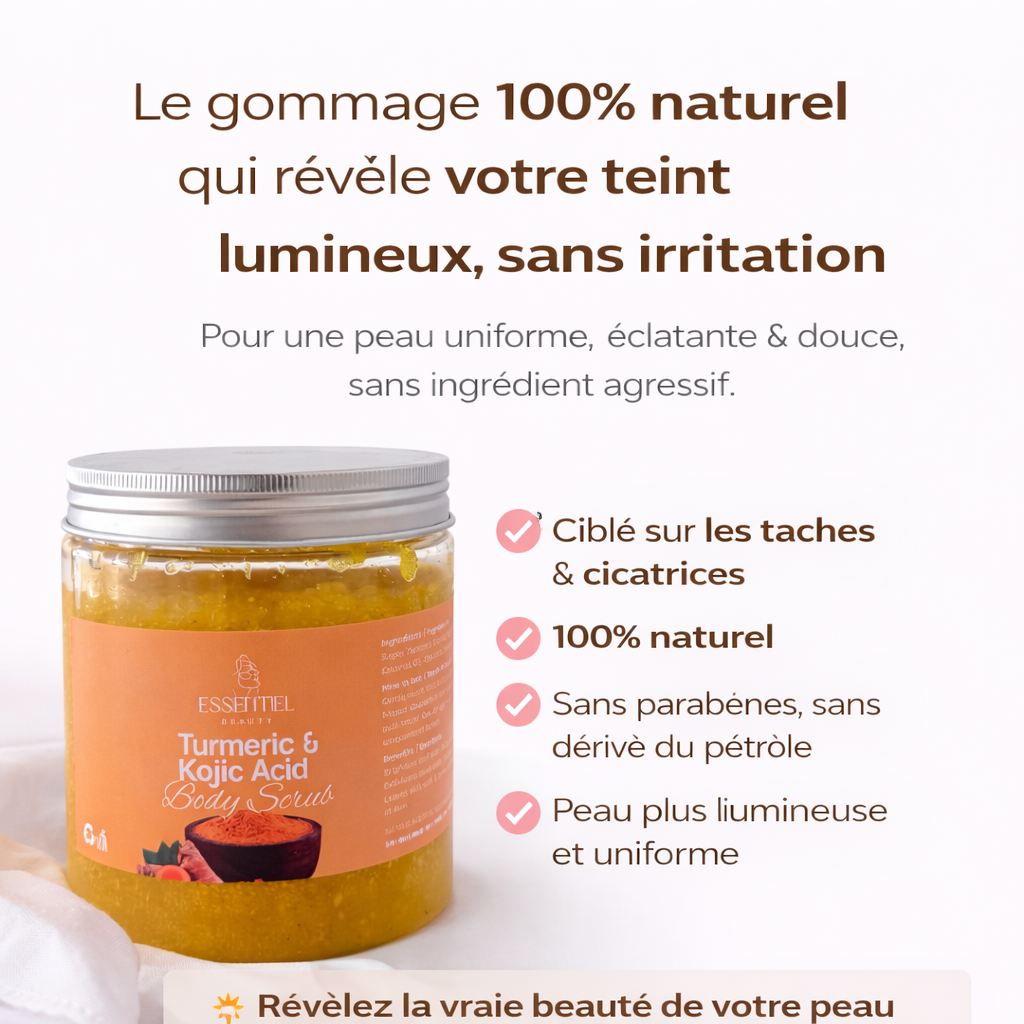GOMMAGE SUPER ÉCLAIRCISSANT AU CURCUMA CONTRE L'HYPER PIGMANTATION ET ANTI-QUINTO
