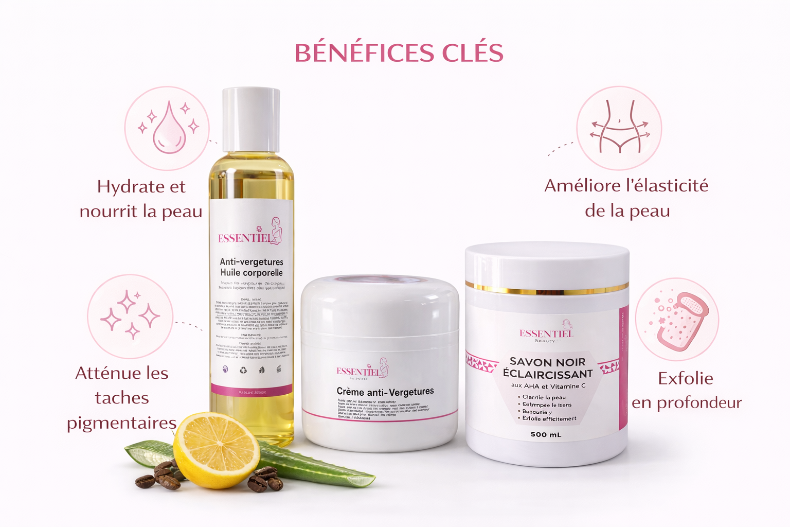 Kit Anti-Vergeture pour vergetures de grossesse et naturelle doublement dosé Huile et Crème