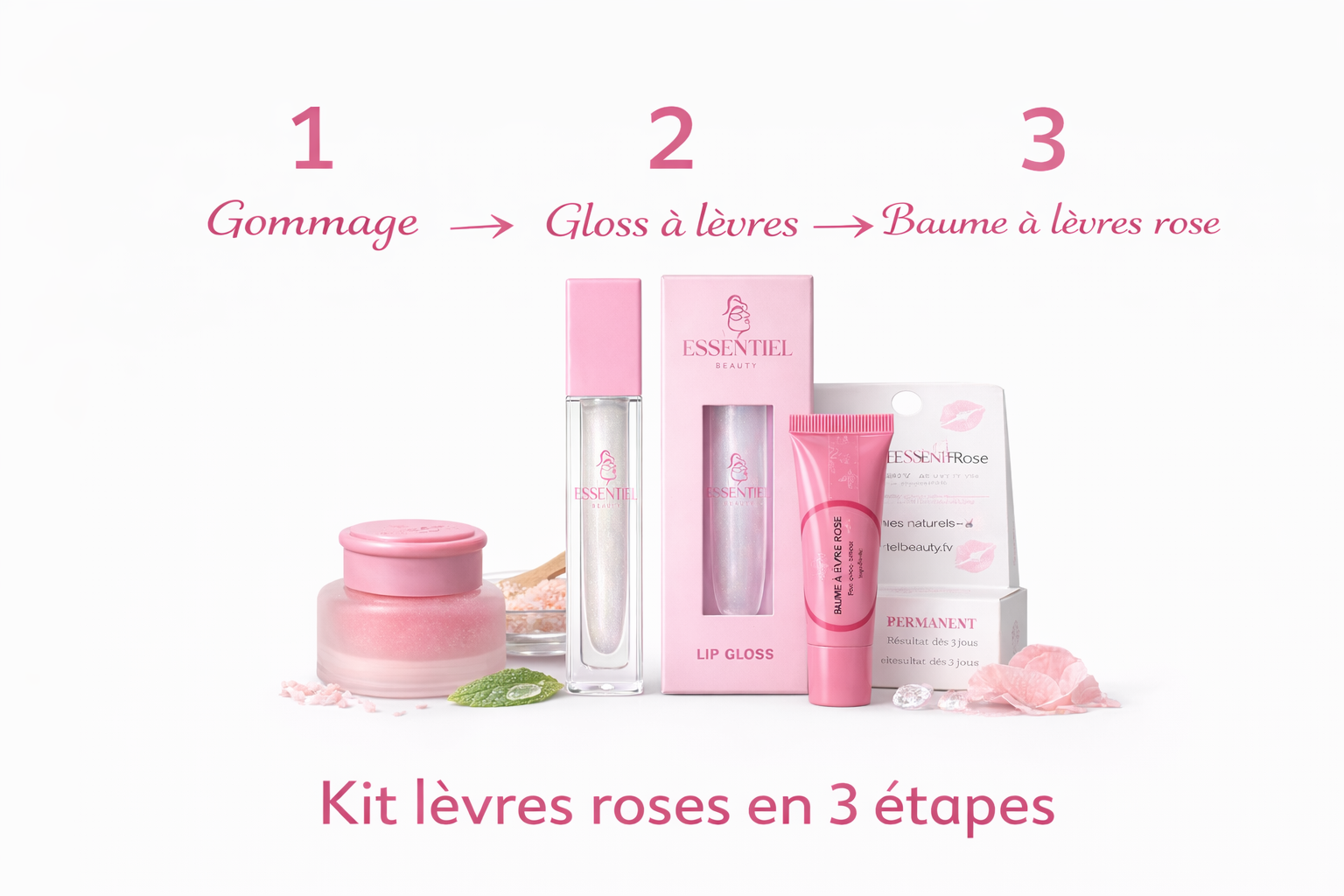 KIT LÈVRE  PARFAIT: EXFOLIE, REPARE, HYDRATE, ECLAIRCIE