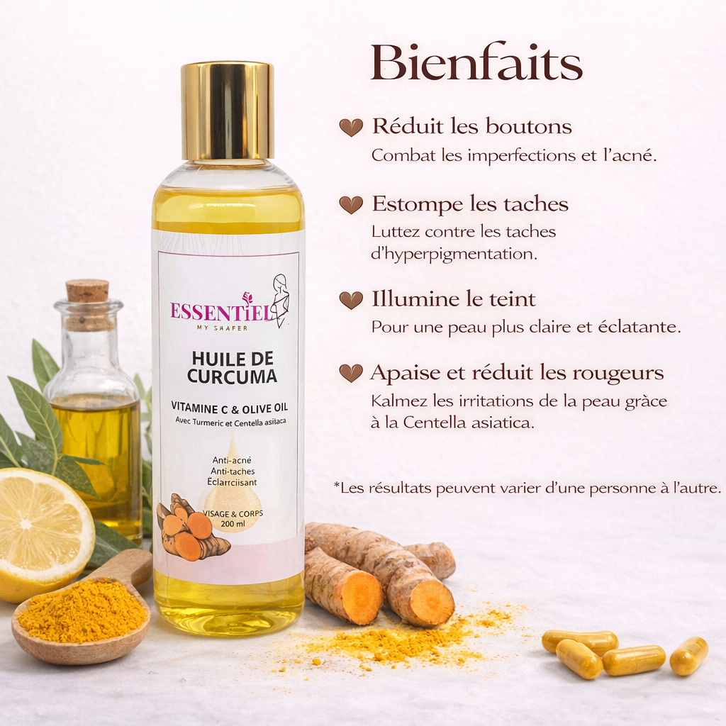 Huile de Curcuma  avec Vitamine C et Huile d'olive